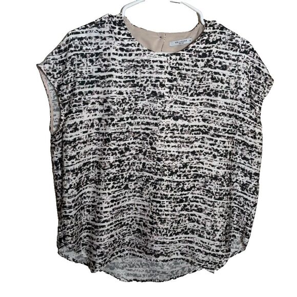 MM Lafleur Blouse Women's XS Printed Lined Short Sleeve Career Shirt Top - Picture 1 of 10